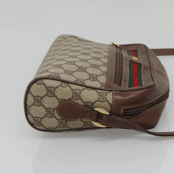 GUCCI GG Supreme Web Sherry Line Bag PVC Beige Gold 001 56 6472 Auth ep10466 - Picture 6 of 16